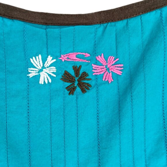 O'NEILL Women's Tank top- SIZE XS- Aqua Green- Brown- Flowers- Summer-Cool-Light - Picture 9 of 12